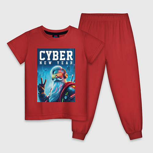 Детская пижама Cyber new year - Santa Claus / Красный – фото 1