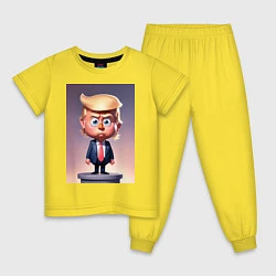 Пижама хлопковая детская Мультяшный Дональд Трамп - нейросеть, цвет: желтый