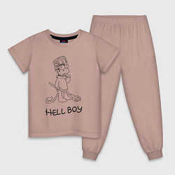 Пижама хлопковая детская Bart hellboy Lill Peep, цвет: пыльно-розовый