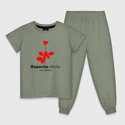 Пижама хлопковая детская Depeche Mode - Violator album logo, цвет: авокадо