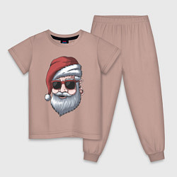 Пижама хлопковая детская Хипстер Санта, цвет: пыльно-розовый