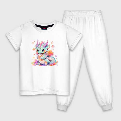 Детская пижама Маленький милый дракончик / Белый – фото 1