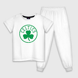 Пижама хлопковая детская Boston Celtics clover, цвет: белый