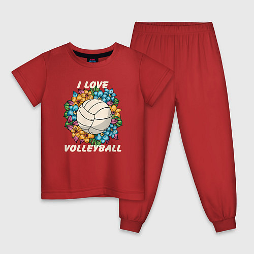 Детская пижама I love volleyball / Красный – фото 1