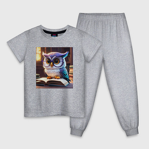Детская пижама Мультяшная мудрая сова / Меланж – фото 1