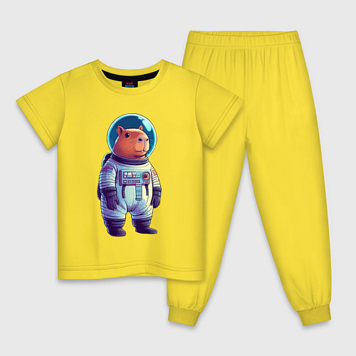 Детская пижама Капибара бравый космонавт / Желтый – фото 1