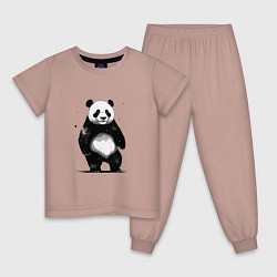 Пижама хлопковая детская Панда стоит, цвет: пыльно-розовый