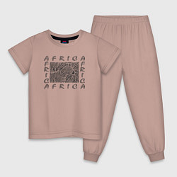 Пижама хлопковая детская Зебра из Африки, цвет: пыльно-розовый