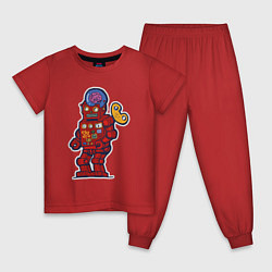 Пижама хлопковая детская Ретро робот будущего, цвет: красный