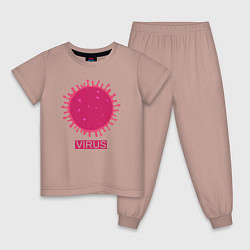 Пижама хлопковая детская Pink virus, цвет: пыльно-розовый