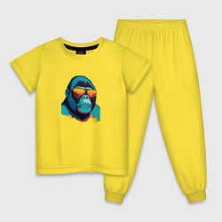 Пижама хлопковая детская Стильная горилла, цвет: желтый