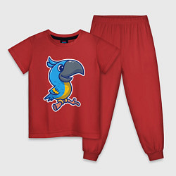 Пижама хлопковая детская Попугайчик, цвет: красный