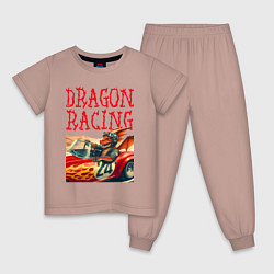 Пижама хлопковая детская Dragon cool racer - ai art, цвет: пыльно-розовый