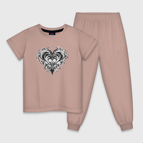 Детская пижама Сердце узоры / Пыльно-розовый – фото 1