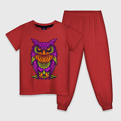 Пижама хлопковая детская Purple owl, цвет: красный