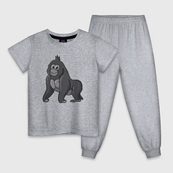 Пижама хлопковая детская Милая горилла, цвет: меланж