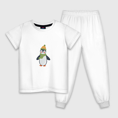 Детская пижама Весёлый пингвин в шапке / Белый – фото 1