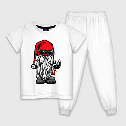 Пижама хлопковая детская Санта Клаус - гном, цвет: белый