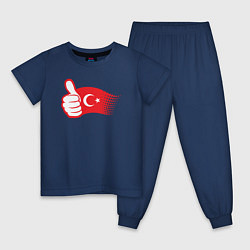 Пижама хлопковая детская Турецкий лайк, цвет: тёмно-синий