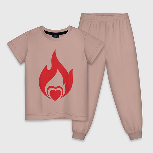 Детская пижама Сердце в огне / Пыльно-розовый – фото 1