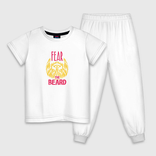 Детская пижама Бойся моей бороды / Белый – фото 1