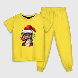 Пижама хлопковая детская Новый год дракона 2024, цвет: желтый
