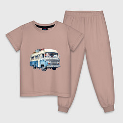 Пижама хлопковая детская Машина для путешествий, цвет: пыльно-розовый