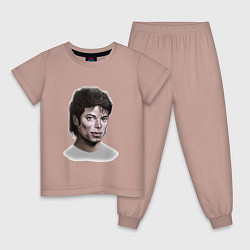 Пижама хлопковая детская Майкл Джексон, цвет: пыльно-розовый