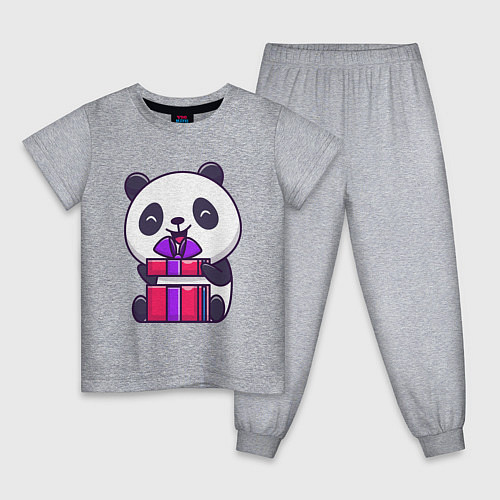 Детская пижама Панда с подарком / Меланж – фото 1