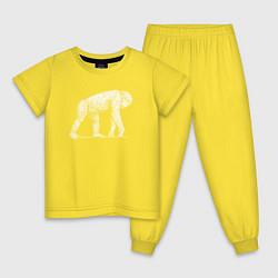 Пижама хлопковая детская Белая шимпанзе, цвет: желтый
