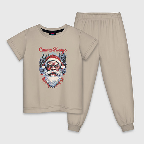 Детская пижама Безумный Санта / Миндальный – фото 1