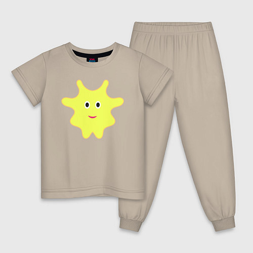 Детская пижама Жёлтый веселый персонаж / Миндальный – фото 1