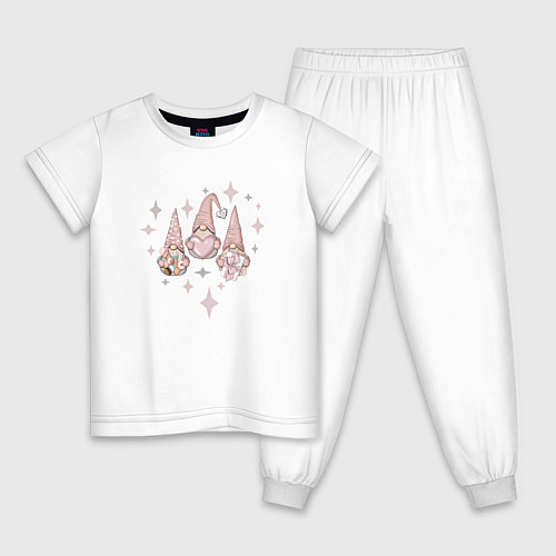 Детская пижама Милые гномы с сердечком / Белый – фото 1