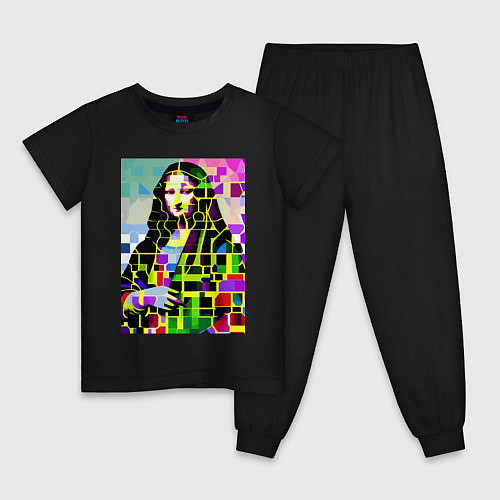 Детская пижама Mona Lisa - mosaic pop art / Черный – фото 1