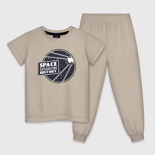 Детская пижама История исследования космоса / Миндальный – фото 1