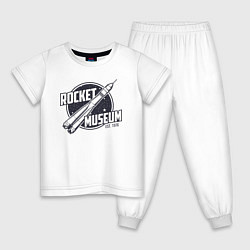 Пижама хлопковая детская Музей ракет, цвет: белый