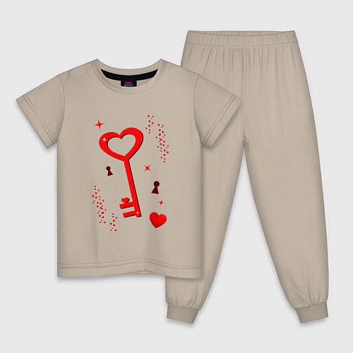 Детская пижама Ключ от сердца / Миндальный – фото 1