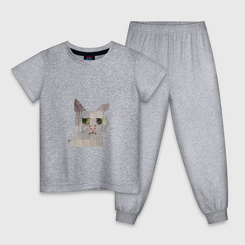 Детская пижама Pixel cat / Меланж – фото 1
