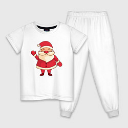 Пижама хлопковая детская Радостный Дед мороз, цвет: белый