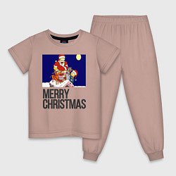 Пижама хлопковая детская Merry Christmas Simpsons, цвет: пыльно-розовый