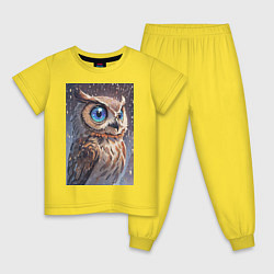 Пижама хлопковая детская Милая мультяшная совушка -нейросеть, цвет: желтый