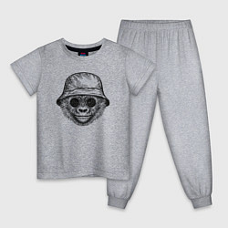 Пижама хлопковая детская Стильный детеныш гориллы, цвет: меланж