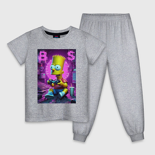 Детская пижама Bart Simpson - cool gamer / Меланж – фото 1