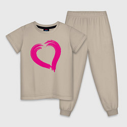 Пижама хлопковая детская Сердечко для влюбленных, цвет: миндальный