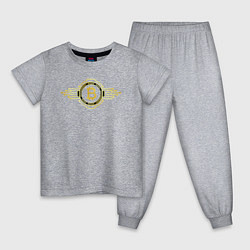 Пижама хлопковая детская Биткоин крипто лого, цвет: меланж