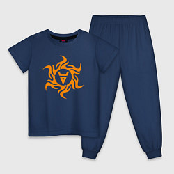Пижама хлопковая детская Символ славянского велеса, цвет: тёмно-синий