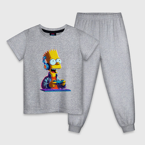 Детская пижама Bart is an avid gamer / Меланж – фото 1