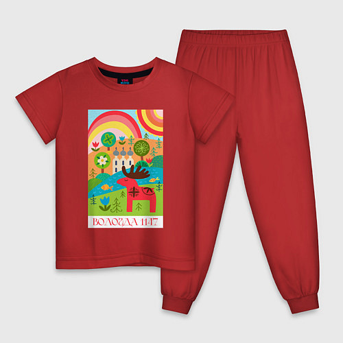 Детская пижама Символы города Вологда 1147 / Красный – фото 1