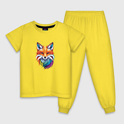 Пижама хлопковая детская Лиса в ярких красках, цвет: желтый