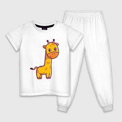 Пижама хлопковая детская Скромный жирафик, цвет: белый
